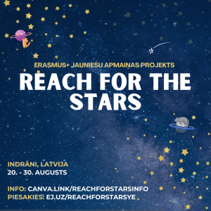 15-20 g.v. jaunieši aicināti iesaistīties Erasmus+ projektā “Reach For The Stars”